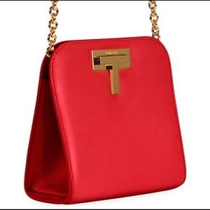 Tom Ford Red Cosmo Calf Small T Lock Shoulder Bag